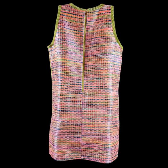Alex Marie Sleeveless Neon Trim Tweed Shift Dress Size 14 Multicolor Woven Mod - Picture 5 of 8